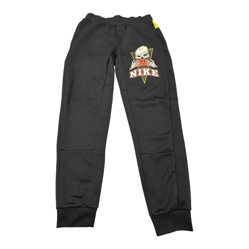 NIKE Frenzy Jogger Pants‎ Small Mens Black Orange Yellow Skull Logo Basketball - Picture 2 of 14